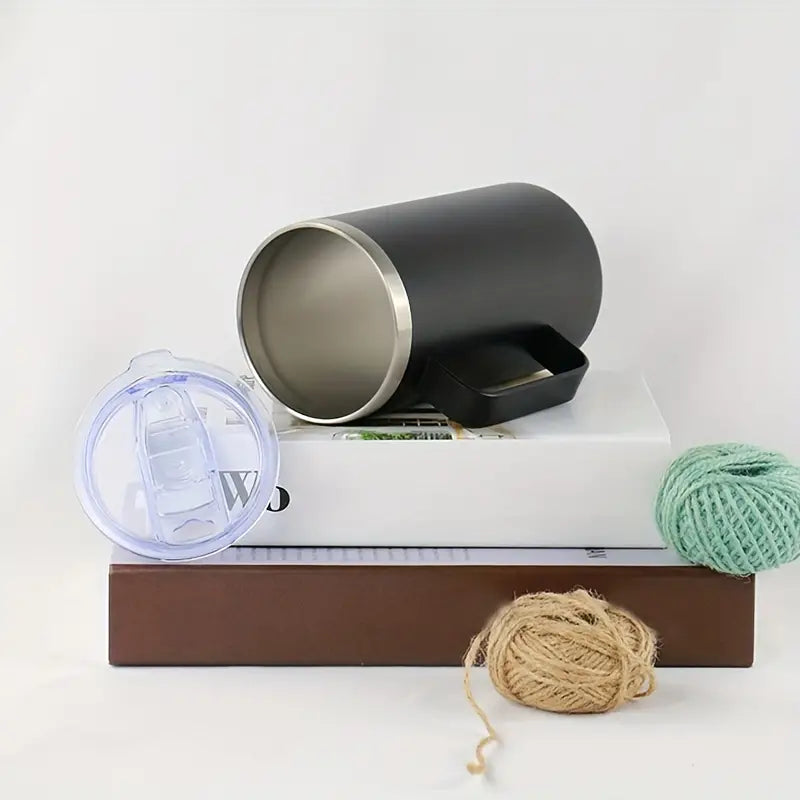 Double Wall Stainless Steel Handle Coffee Mug 6.37in