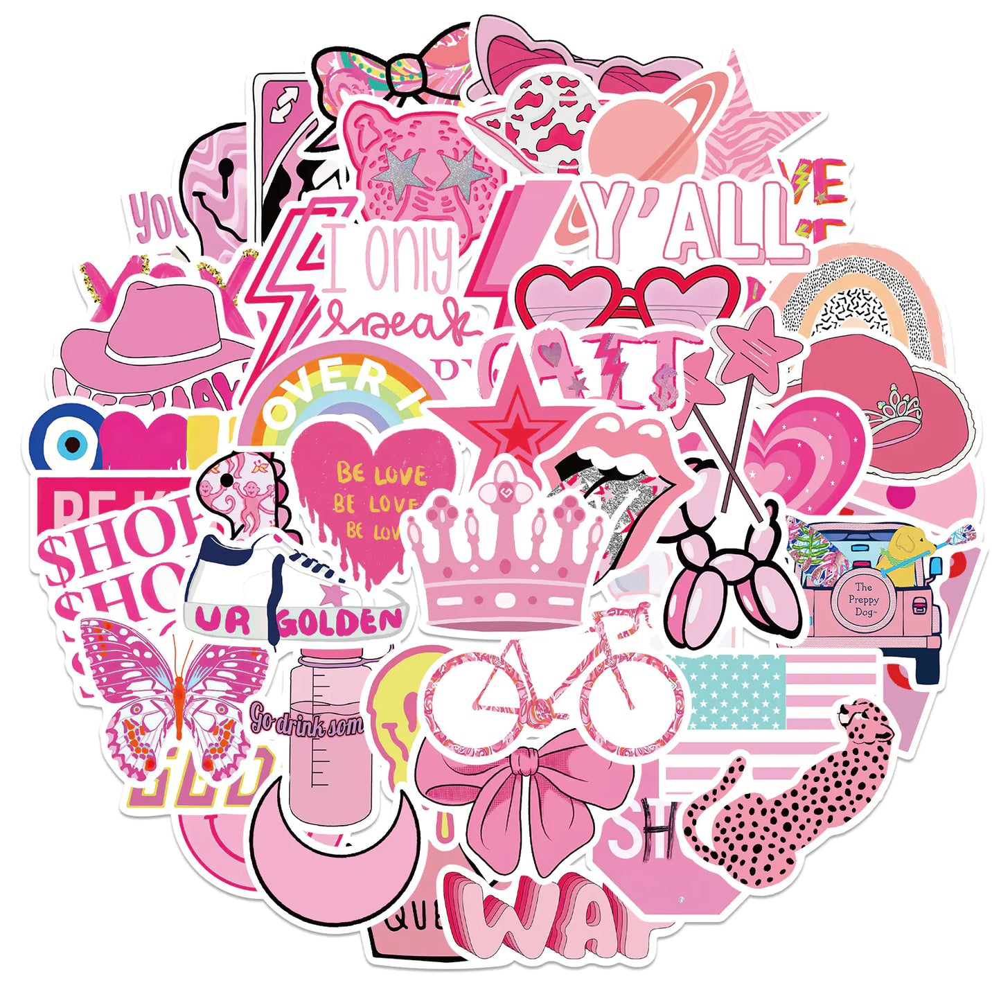 50 PCS Waterproof Cartoon College Style Stickers Set