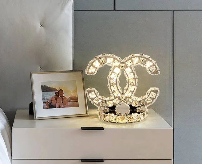 Stainless Steel Crystal Table Lamp with Remote Control