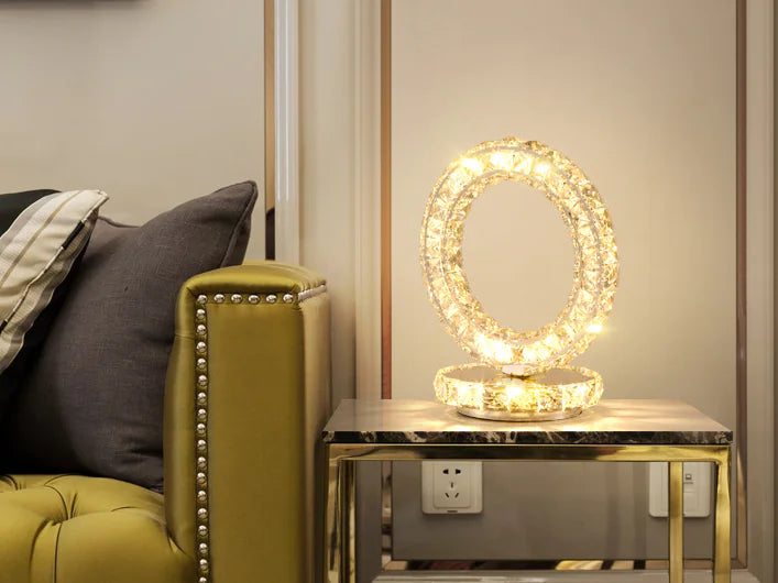 Stainless Steel Crystal Table Lamp with Remote Control