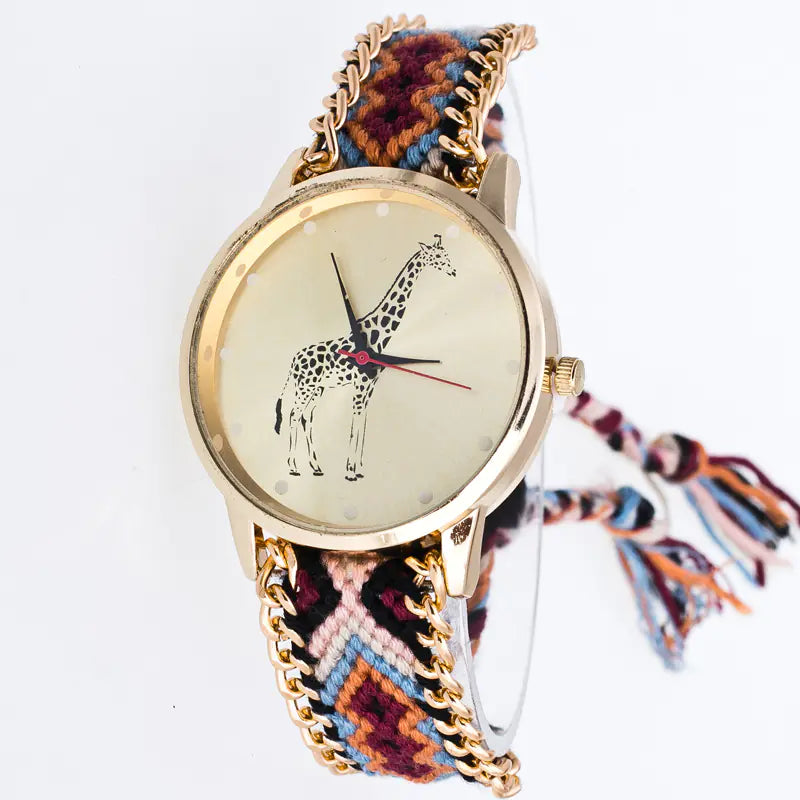 Woven Quartz Floral Women's Watch