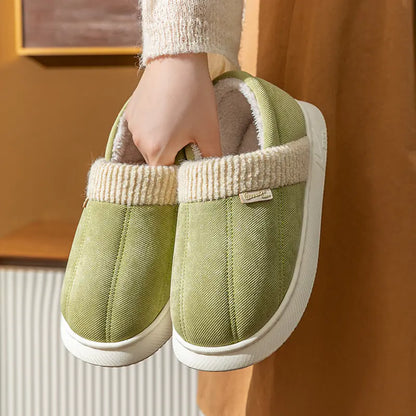 Women's Anti-Slip Cotton Slippers for Home Use