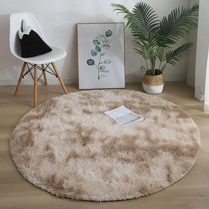 Gradient Round Floor Mat - Soft Plush Rug for Home