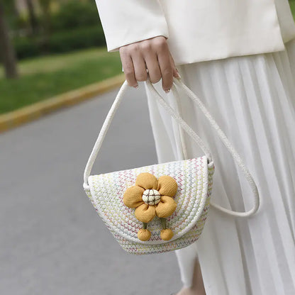 Women's Cotton Weaving Messenger Bag for Summer Vacation