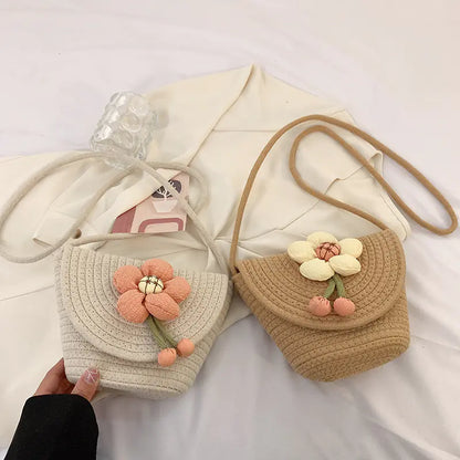 Women's Cotton Weaving Messenger Bag for Summer Vacation