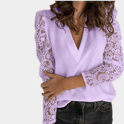 Versatile Women's Lace Long-Sleeved Slim Shirt for Couples
