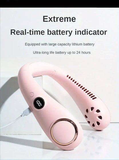 Portable LED Neck Fan for Summer Comfort and Coolness