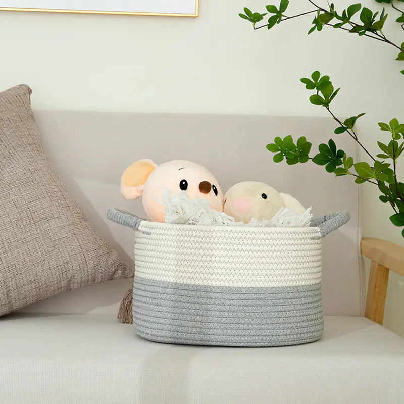 Handmade Cotton Rope Storage Basket for Toys and Laundry