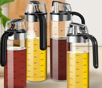 Glass Oil Bottle with Automatic Spout for Kitchen Use