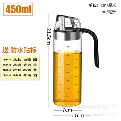 Glass Oil Bottle with Automatic Spout for Kitchen Use