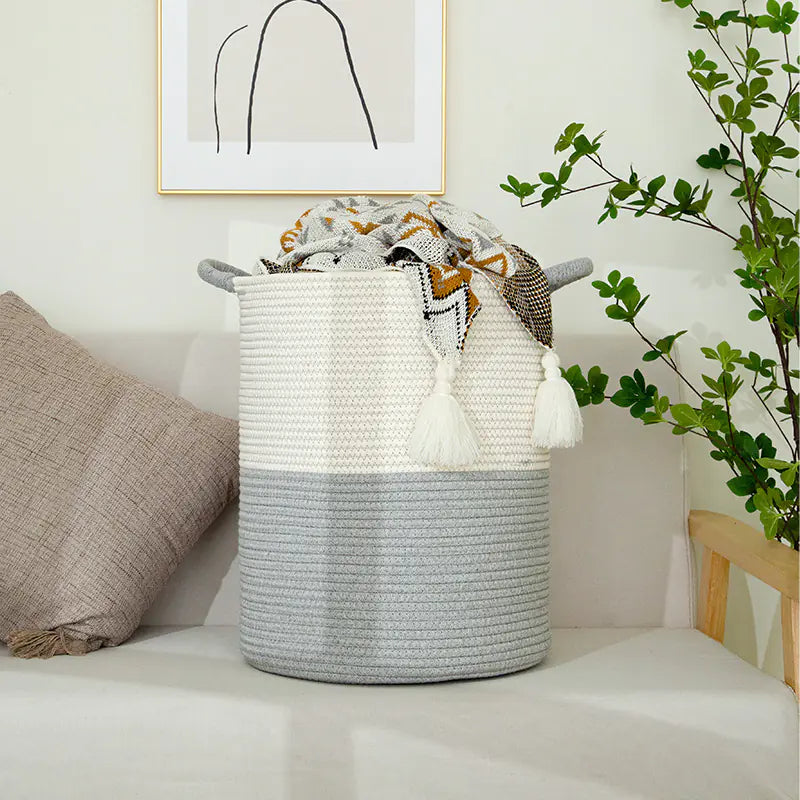 Handmade Cotton Rope Storage Basket for Toys and Laundry