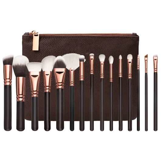 15-Piece Pink Rose Gold Makeup Brush Set