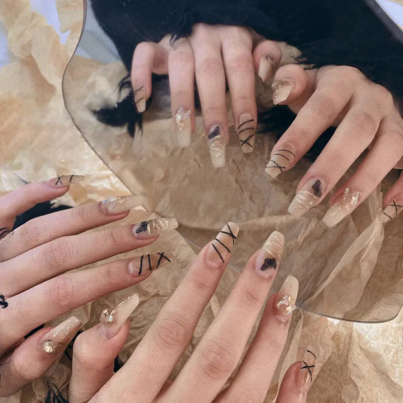 Gradient Black Butterfly Swoosh Wearable Nail Art