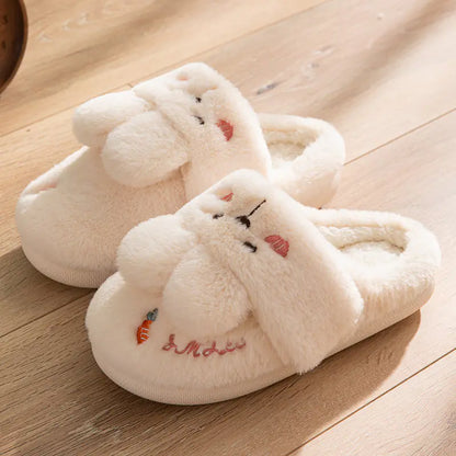 Cute Rabbit Plush Couple Slippers for Indoor Use