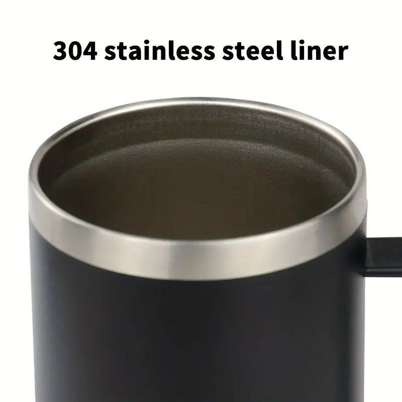 Double Wall Stainless Steel Handle Coffee Mug 6.37in