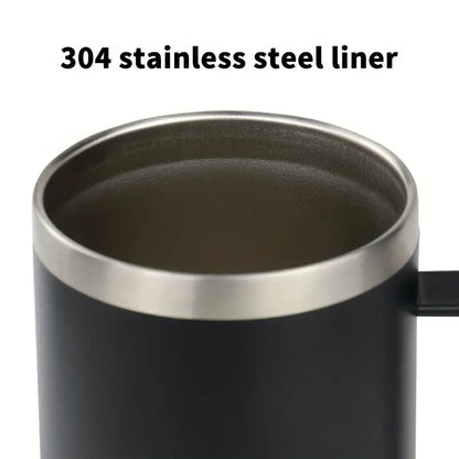 Double Wall Stainless Steel Handle Coffee Mug 6.37in