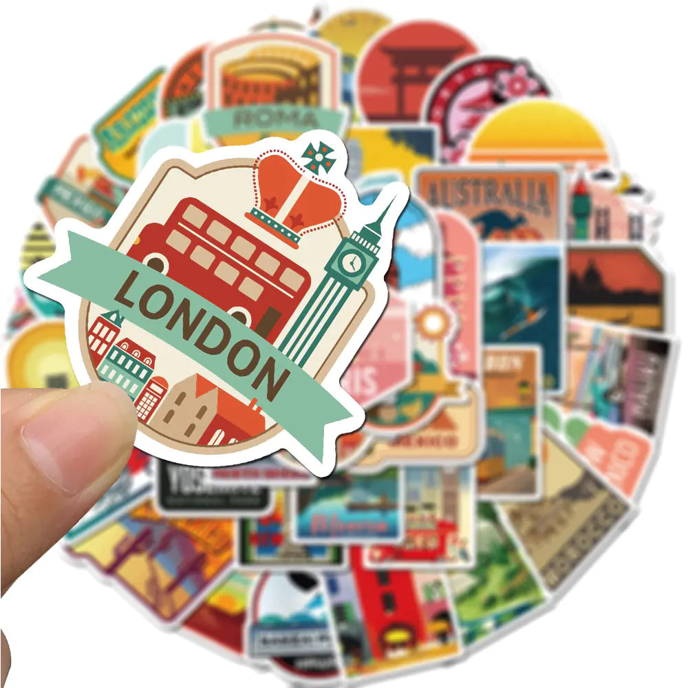 50 PCS Waterproof City Landscape Graffiti Stickers