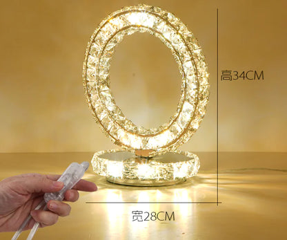 Stainless Steel Crystal Table Lamp with Remote Control
