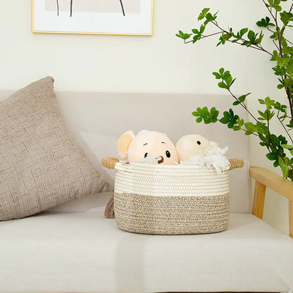 Handmade Cotton Rope Storage Basket for Toys and Laundry