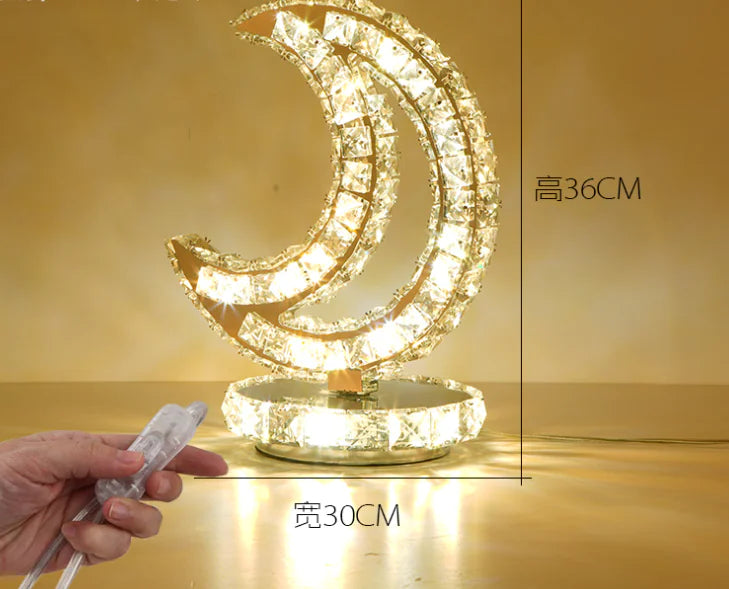 Stainless Steel Crystal Table Lamp with Remote Control