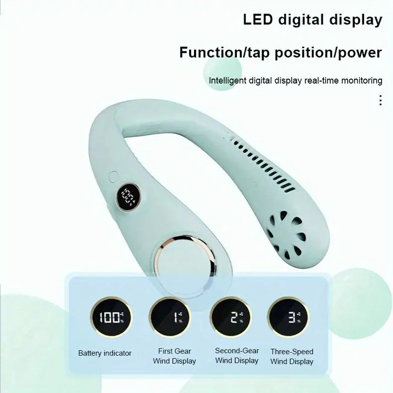 Portable LED Neck Fan for Summer Comfort and Coolness