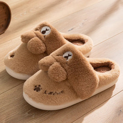 Cute Rabbit Plush Couple Slippers for Indoor Use
