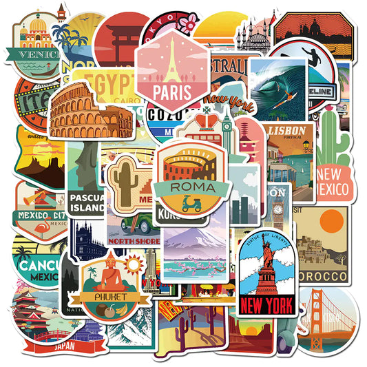 50 PCS Waterproof City Landscape Graffiti Stickers