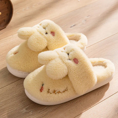 Cute Rabbit Plush Couple Slippers for Indoor Use