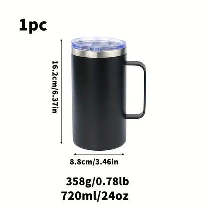 Double Wall Stainless Steel Handle Coffee Mug 6.37in