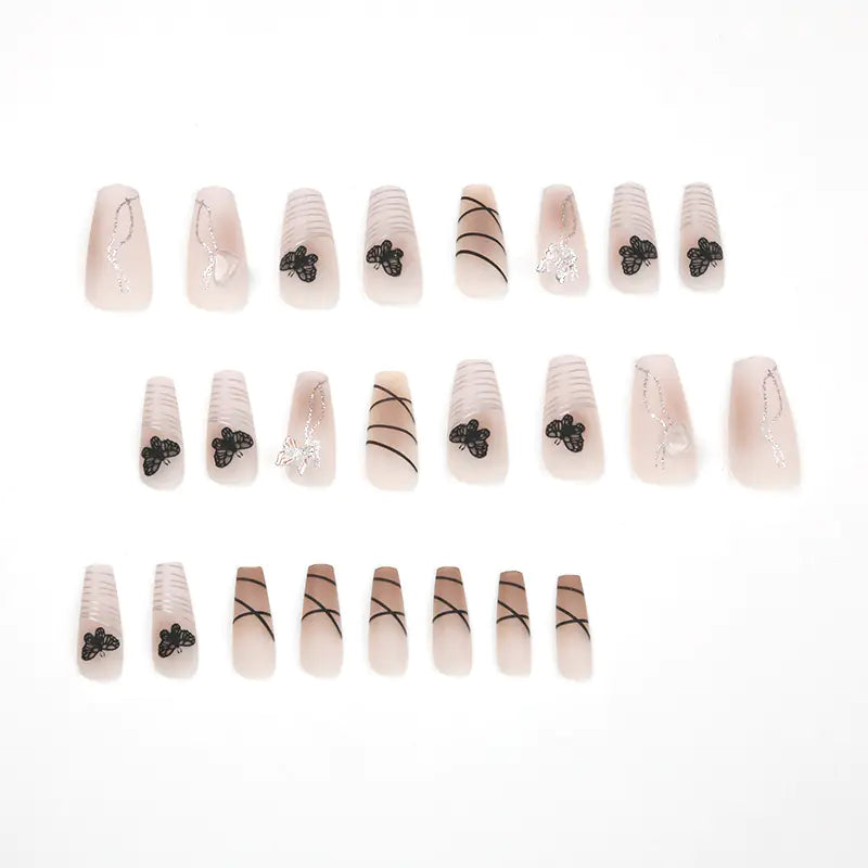 Gradient Black Butterfly Swoosh Wearable Nail Art