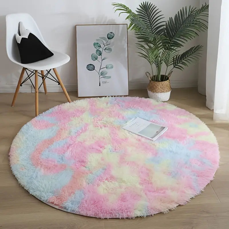 Gradient Round Floor Mat - Soft Plush Rug for Home