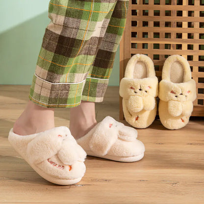 Cute Rabbit Plush Couple Slippers for Indoor Use