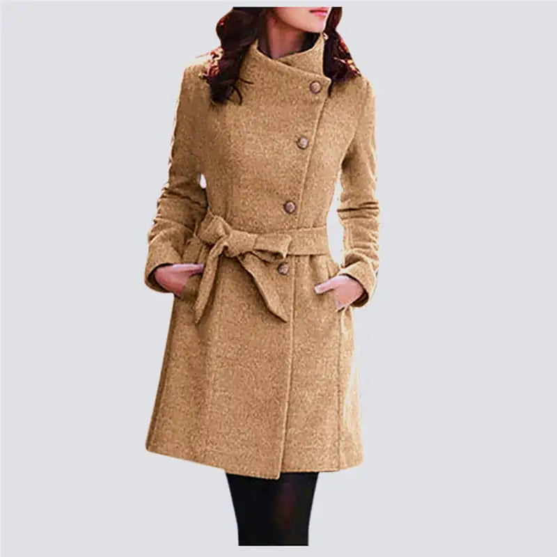 Women's Winter Lapel Wool Trench Coat Overcoat