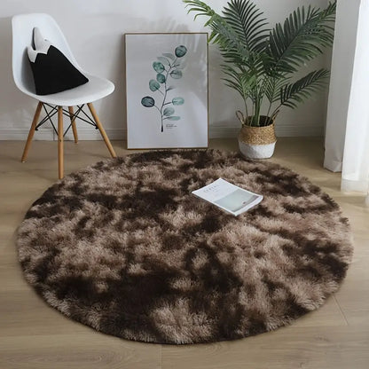Gradient Round Floor Mat - Soft Plush Rug for Home