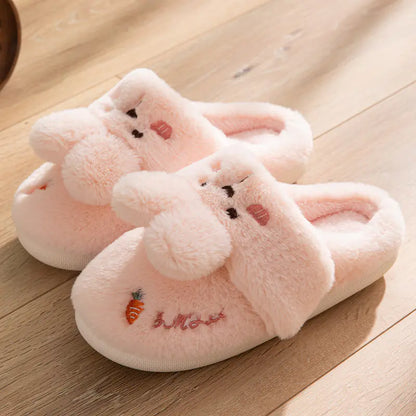 Cute Rabbit Plush Couple Slippers for Indoor Use