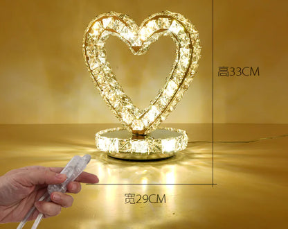 Stainless Steel Crystal Table Lamp with Remote Control